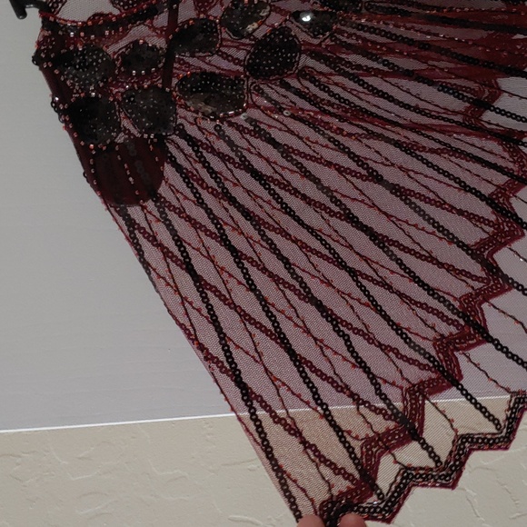 Handmade sheer net & sequin evening collar. Color is deep ruby purple, stunning! - Picture 3 of 3